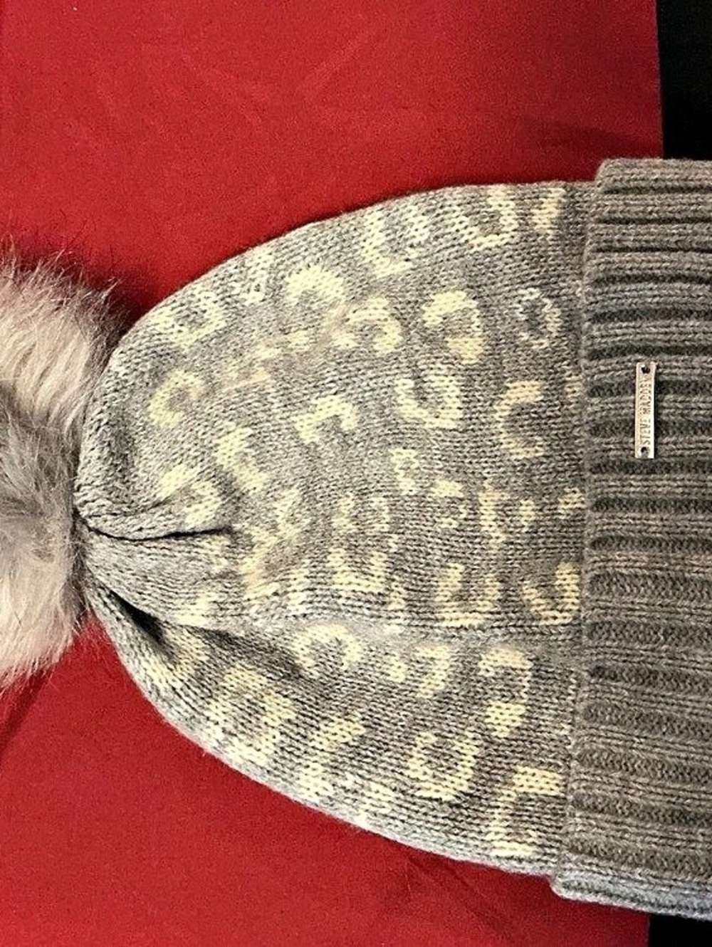 Steve Madden Gray & White Pom-Pom Hat